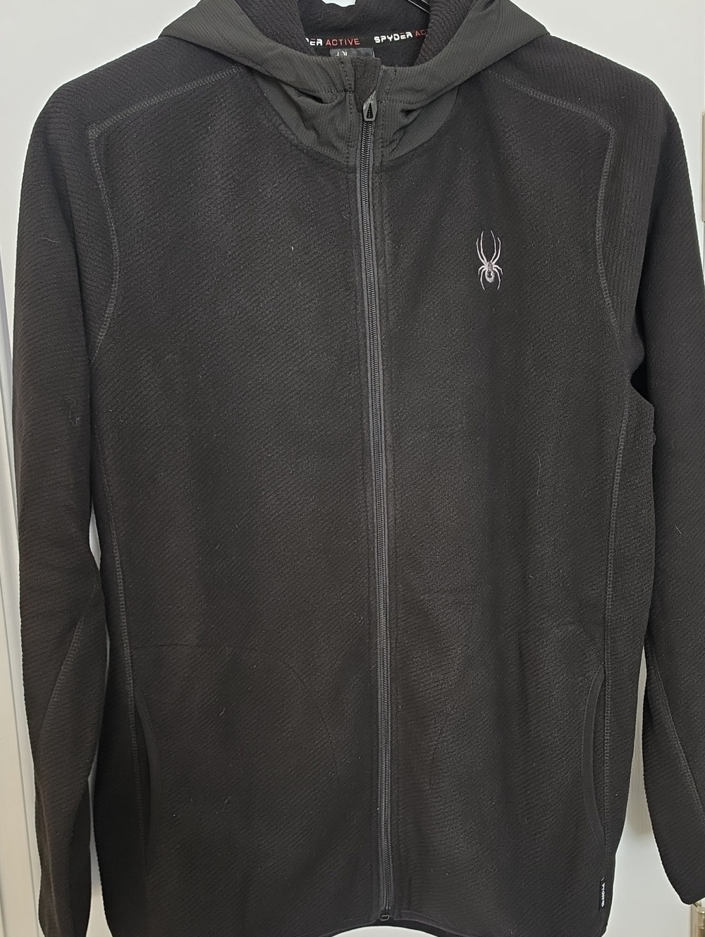 Spyder Black Hooded Full-Zip Fleece Jacket - New